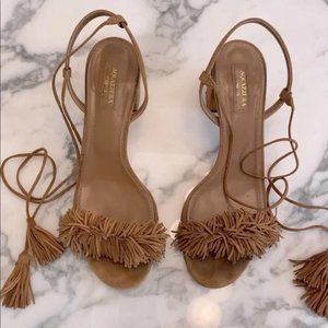 Aquazurra Wild Thing Fringed Block Heel Sandal